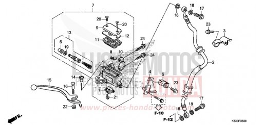 MAITRE-CYLINDRE DE FREIN AVANT CYLINDRE (CBR250R/300R) CBR250RG de 2016